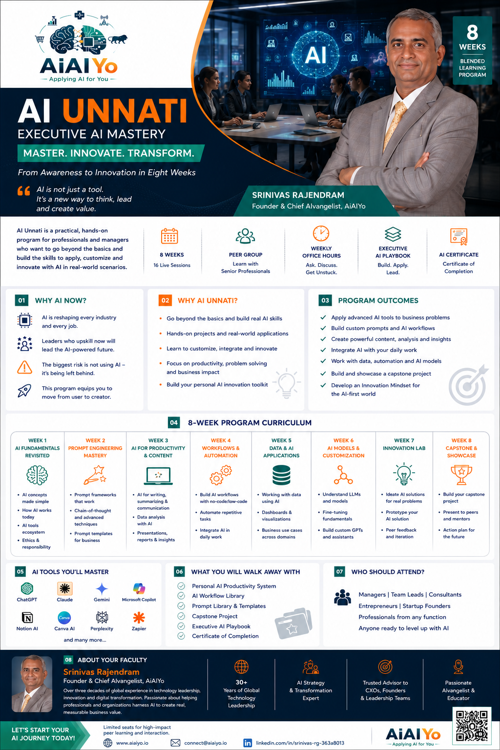 AiAIYo AI Unnati — 8-week Executive AI Mastery programme overview and curriculum